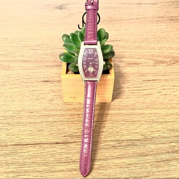 Geneva Elite Rhinestone Purple Watch - Picture 1 of 6